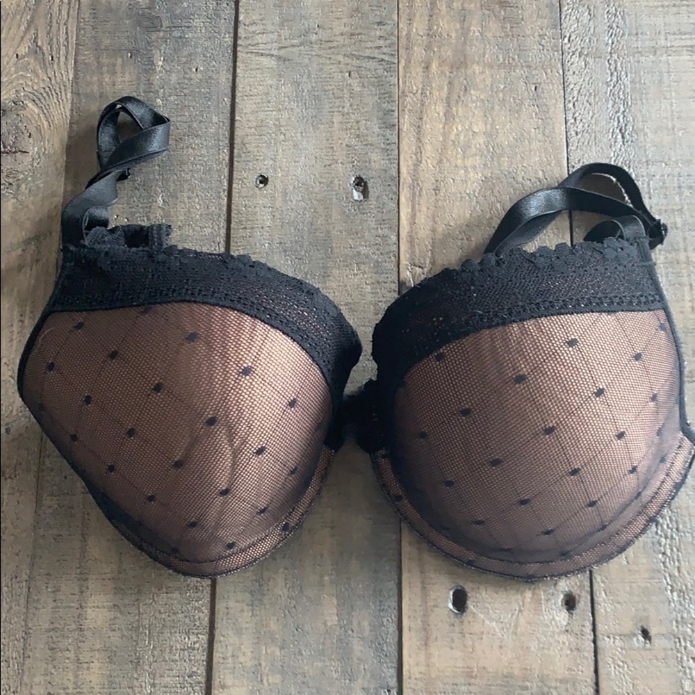 DKNY Lace Push Up Bra Underwire Black Nude 36D